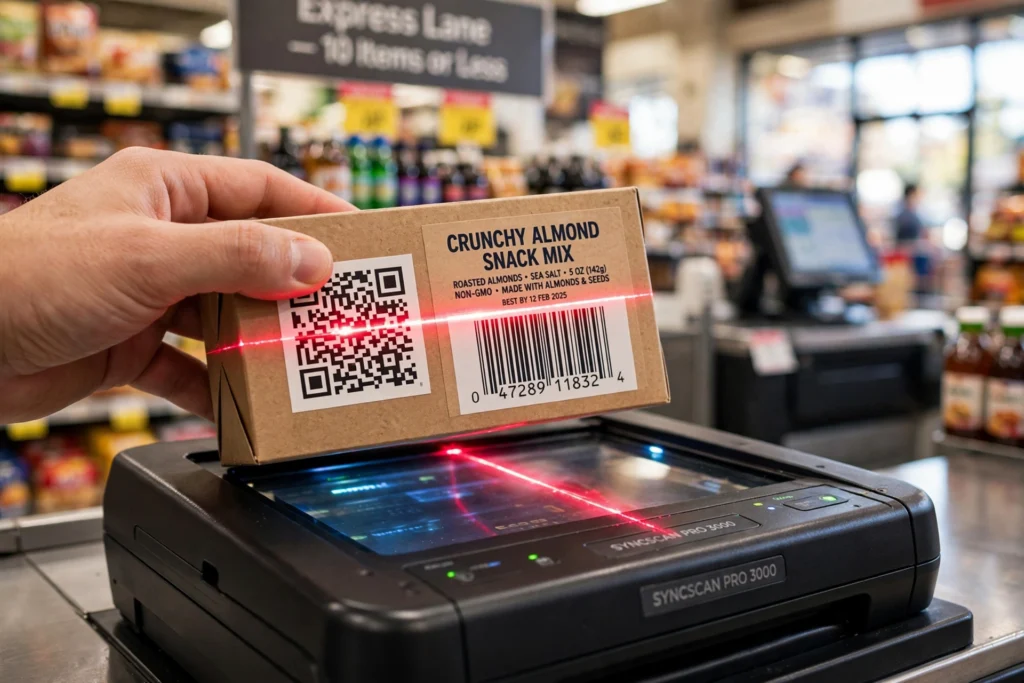 checkout scanner at retail POS