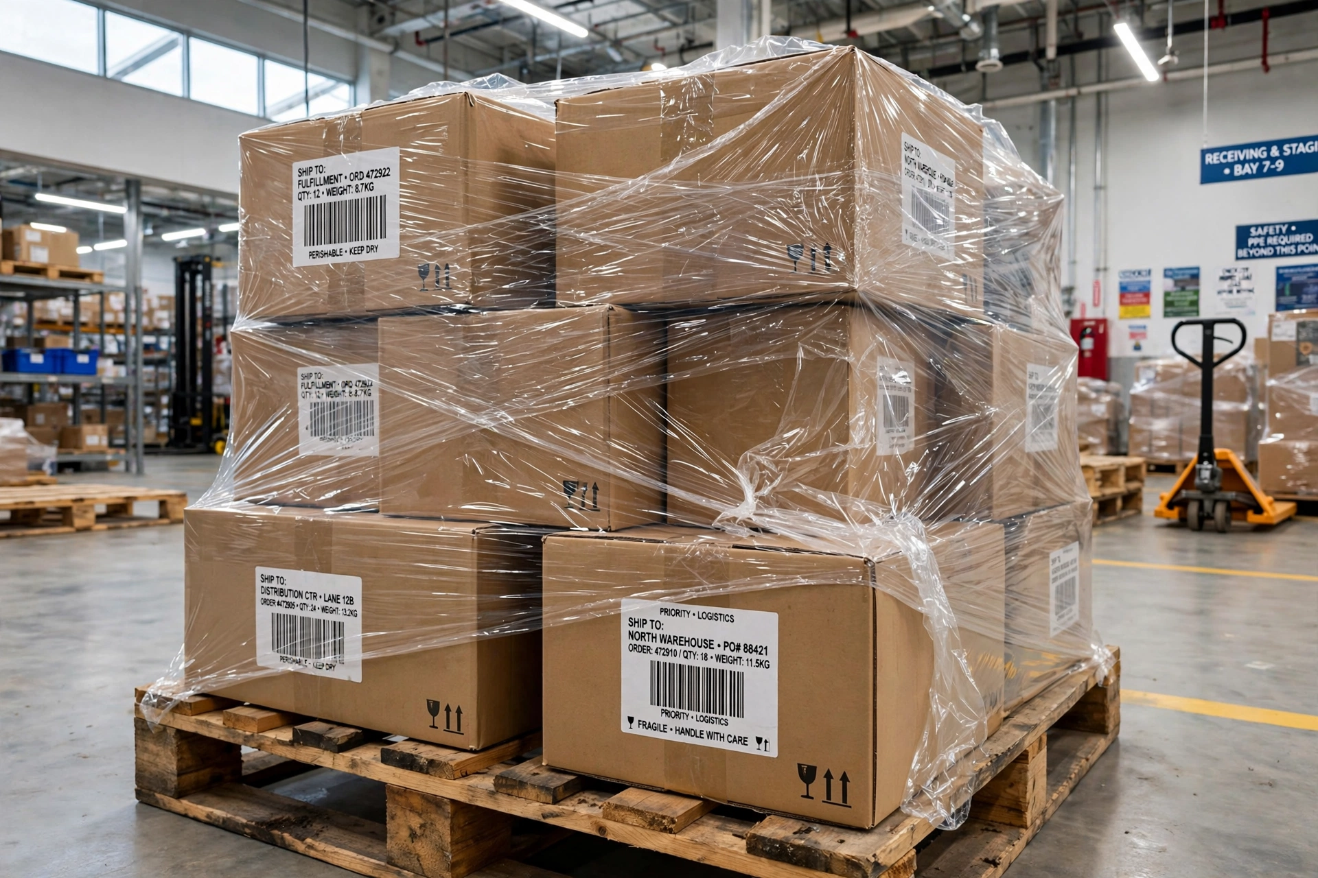 What Is a GTIN? The Number Behind Every Product Barcode 3 What is GTIN: shipping pallet with GTIN-14 carton barcode labels