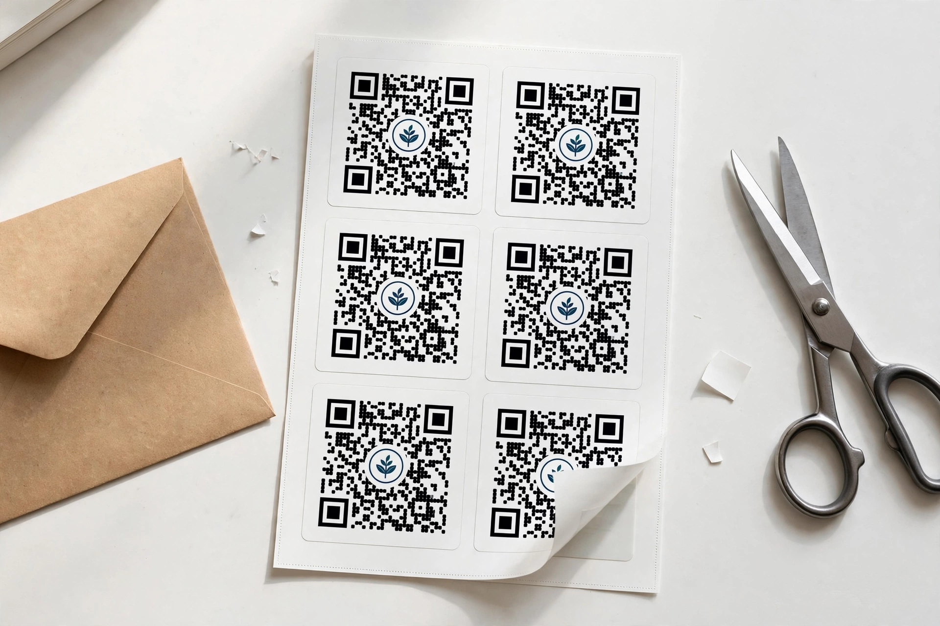 printed QR code stickers with logos ready to cut